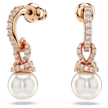 Originally drop earrings, White, Rose gold-tone plated - Swarovski, 5669524