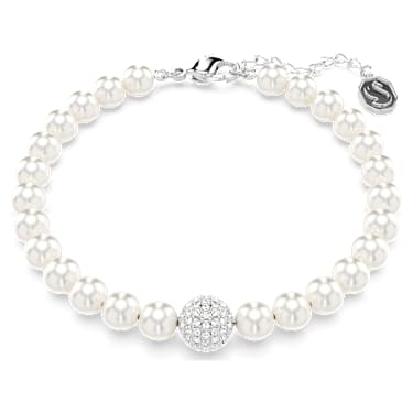 Swarovski Remix Collection สร้อยข้อมือแบบstrand, มุกคริสตัล, สีขาว, เคลือบโรเดียม - Swarovski, 5669529