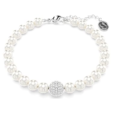 Swarovski Remix Collection สร้อยข้อมือแบบstrand, มุกคริสตัล, สีขาว, เคลือบโรเดียม - Swarovski, 5669529