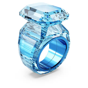 Lucent cocktail ring, Octagon cut, Blue - Swarovski, 5669668