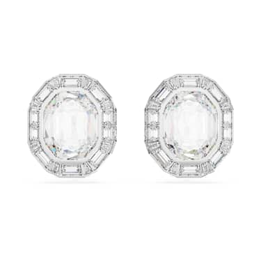 Mesmera 夹式耳环, 八角形切割, 白色, 镀铑 - Swarovski, 5669913