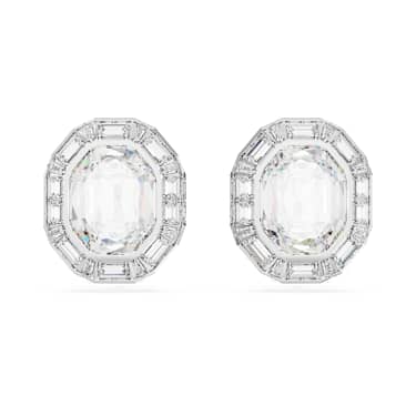 Mesmera Ohrclips, Oktagon-Schliff, Weiß, Rhodiniert - Swarovski, 5669913