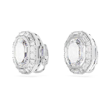 Mesmera Ohrclips, Oktagon-Schliff, Weiß, Rhodiniert - Swarovski, 5669913
