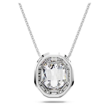 Mesmera hanger, Octagon-slijpvorm, L, Wit, Rodium toplaag - Swarovski, 5669914