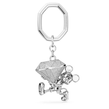 Disney Mickey Mouse key ring, White, Rhodium plated - Swarovski, 5670082