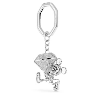 Disney Mickey Mouse key ring, White, Rhodium plated - Swarovski, 5670082