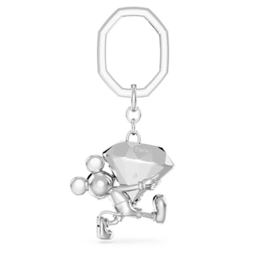 Kroužek na klíče Disney Mickey Mouse, Bílý, Pokoveno rhodiem - Swarovski, 5670082