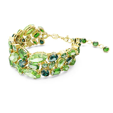 Gema bracelet, Mixed cuts, Green, Gold-tone plated - Swarovski, 5670091