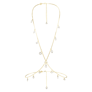 Imber 바디 체인, 믹스 컷, 화이트, 골드 톤 플래팅 - Swarovski, 5670555