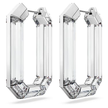 Lucent 大圈耳環, 匠心之作，八角形, 白色 - Swarovski, 5671087