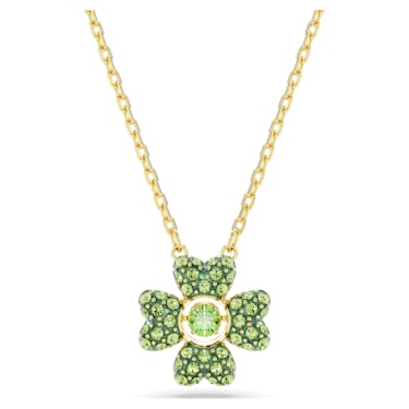 Idyllia pendant, Clover, Green, Gold-tone plated - Swarovski, 5671144