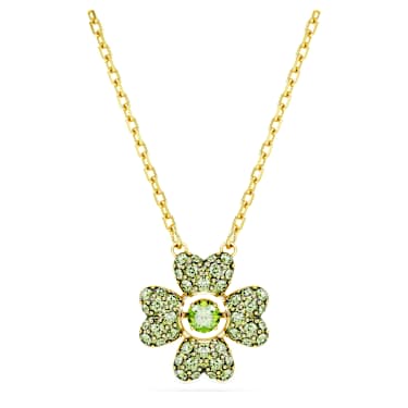 Idyllia 链坠, 幸运草, 绿色, 金色饰面 - Swarovski, 5671144