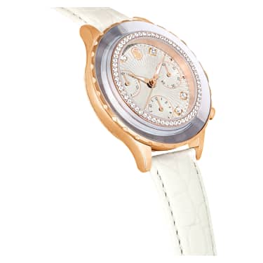 Orologio Octea Chrono, Fabbricato in Svizzera, Cinturino in pelle, Bianco, Finitura in tono oro rosa - Swarovski, 5671150