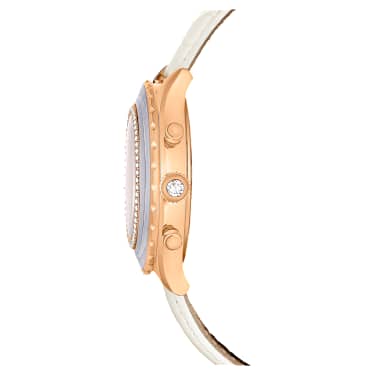 Orologio Octea Chrono, Fabbricato in Svizzera, Cinturino in pelle, Bianco, Finitura in tono oro rosa - Swarovski, 5671150