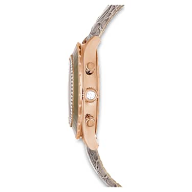 Octea Chrono 워치, 스위스 메이드, 레더 스트랩, 그레이, 로즈 골드 톤 피니시 - Swarovski, 5671153