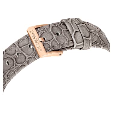 Montre Octea Chrono, Fabriqué en Suisse, Bracelet en cuir, Gris, Finition or rose - Swarovski, 5671153