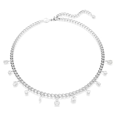 Imber necklace, Mixed cuts, White, Rhodium plated - Swarovski, 5671183