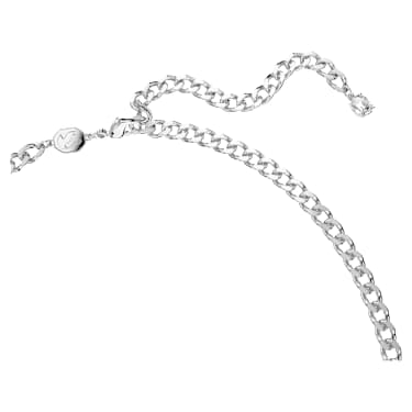 Imber necklace, Mixed cuts, White, Rhodium plated - Swarovski, 5671183