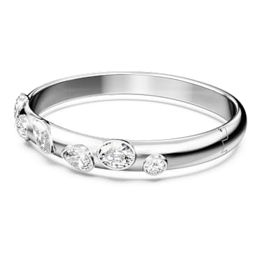 Imber bangle, Mixed cuts, White, Rhodium plated - Swarovski, 5671194