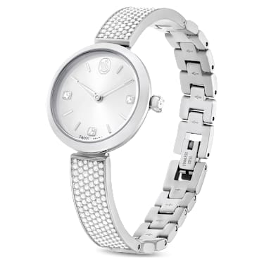 Illumina watch, Swiss Made, Metal bracelet, Silver tone, Stainless steel - Swarovski, 5671205