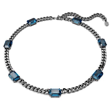 Millenia 项链, 八角形切割, 蓝色, 镀钌 - Swarovski, 5671243