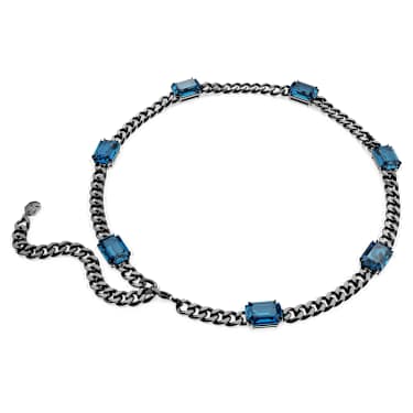 Collana Millenia, Taglio ottagonale, Blu, Placcato rutenio