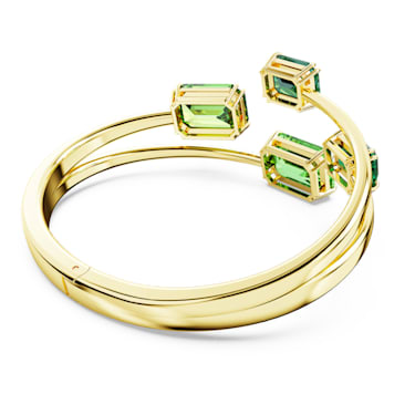Millenia bangle, Octagon cut, Green, Gold-tone plated - Swarovski, 5671246