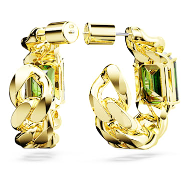 Obročasti uhani Millenia, Osmerokotni rez, Zeleni, PVD zlatega odtenka - Swarovski, 5671253