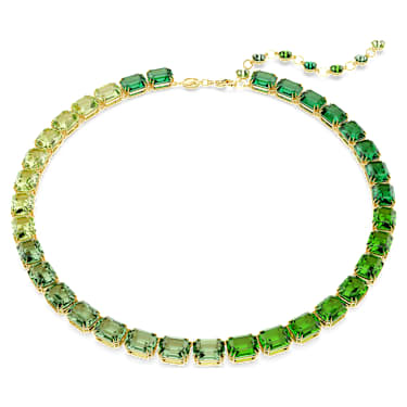Collier Millenia, Taille octogonale, Dégradé de couleur, Vert, Doré à l’or 18 carats (750/1000) - Swarovski, 5671257