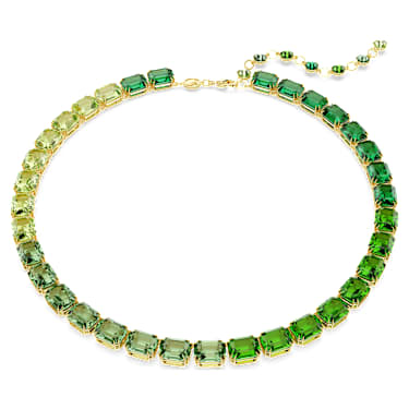 Millenia Tennis 项链, 八角形切割，渐变色彩, 绿色, 镀金色调 - Swarovski, 5671257