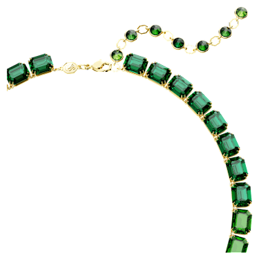 Collana Tennis Millenia, Taglio Octagon, Sfumatura di colore, Verde, Placcato color oro - Swarovski, 5671257