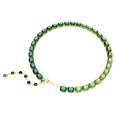 Collana Tennis Millenia, Taglio Octagon, Sfumatura di colore, Verde, Placcato color oro - Swarovski, 5671257