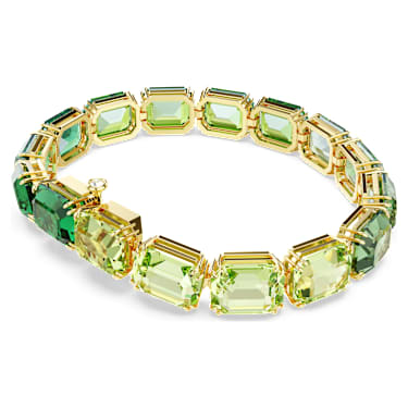 Millenia Tennis bracelet, Octagon cut, Color gradient, Green, Gold-tone plated - Swarovski, 5671258