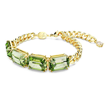 Braccialetto Millenia, Taglio ottagonale, Verde, Placcato color oro - Swarovski, 5671581