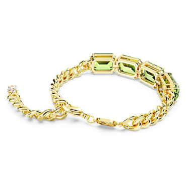 Braccialetto Millenia, Taglio ottagonale, Verde, Placcato color oro - Swarovski, 5671581