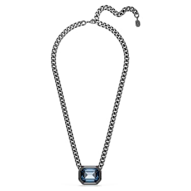 Imber pendant, Octagon cut, Blue, Ruthenium plated - Swarovski, 5671582