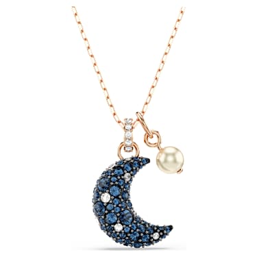 Sublima pendant, Crystal pearl, Moon, Multicolored, 18K rose gold finish - Swarovski, 5671585