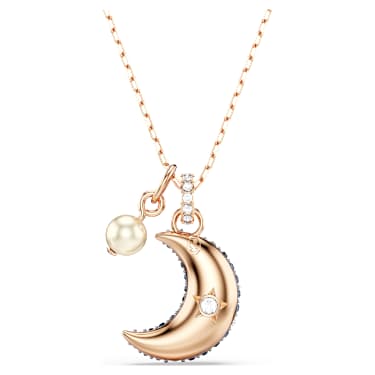 Luna Anhänger, Kristallperle, Mond, Mehrfarbig, Roségold-Legierungsschicht - Swarovski, 5671585