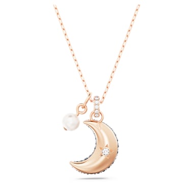 Luna pendant, Moon, Multicolored, Rose gold-tone plated - Swarovski, 5671585