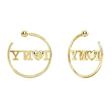 I LOVE NY hoop earrings, Red, Gold-tone plated - Swarovski, 5671601