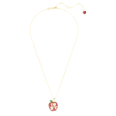 I LOVE NY pendant, Red, Gold-tone plated