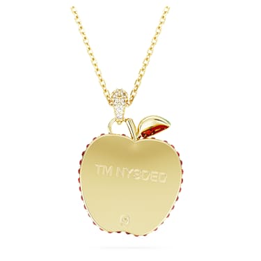 I LOVE NY pendant, Red, Gold-tone plated