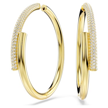Dextera hoop earrings, White, Gold-tone plated - Swarovski, 5671808