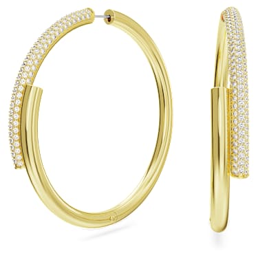 Dextera hoop earrings, White, Gold-tone plated - Swarovski, 5671808