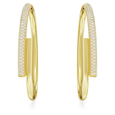 Dextera 후프 이어링, 화이트, 골드 톤 플래팅 - Swarovski, 5671808