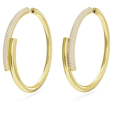 Dextera hoop earrings, White, Gold-tone plated - Swarovski, 5671808