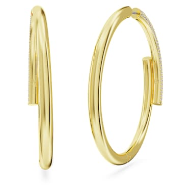 Dextera hoop earrings, White, Gold-tone plated - Swarovski, 5671808