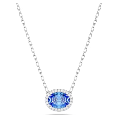 Una Angelica Halskette, Oval-Schliff, Blau, Rhodiniert - Swarovski, 5671809