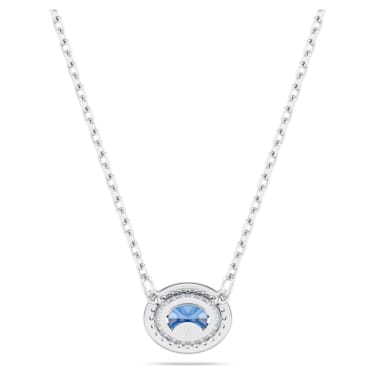 Constella necklace, Oval cut, Blue, Rhodium plated - Swarovski, 5671809