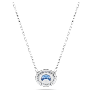 Una Angelica Halskette, Oval-Schliff, Blau, Rhodiniert - Swarovski, 5671809